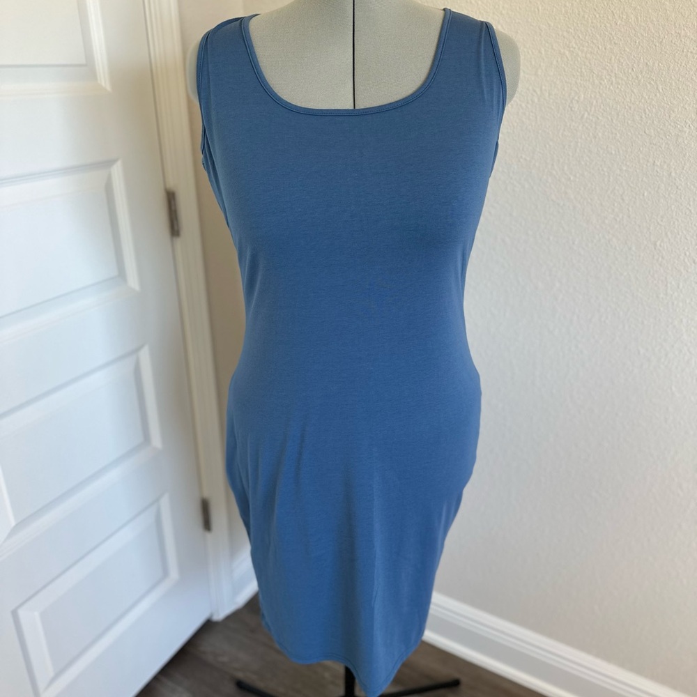 Blue knit tank dress